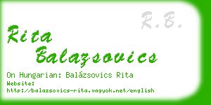 rita balazsovics business card